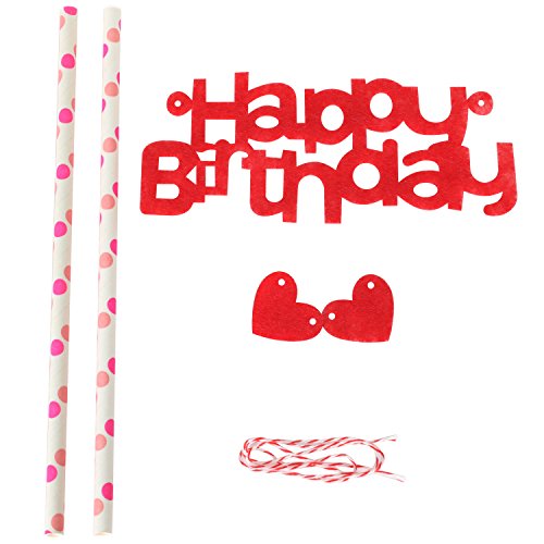 TRIXES rote ‚Happy Birthday‘ Kuchengirlande Kuchen Torten Dekoration - 3