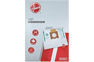 HOOVER H81 Sacs pour Aspirateurs Hoover, Compatibles Avec Les Aspirateurs Telios Extra, sacs d'origine en microfibre Pure EPA, Paquet de 4 sacs