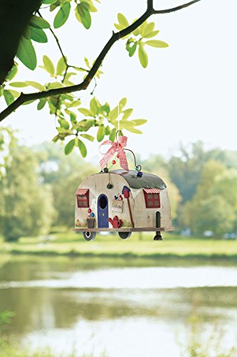 Vogelhaus Wohnwagen Camper zum Hängen Holz Blechdach - 7