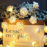 ✎ Seguridad en el uso Esta luz de hadas no se calentará Y se mantiene fresca, y el cable está cubierto por un gel suave, hace que estas luces LED de rosas sean seguras para usar en la habitación de los niños.