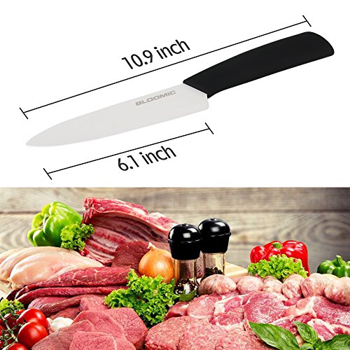 Keramikmesser Set 3-Teilig: 6’’ Kochmesser 5’’ Schneidmesser 4’’ Obstmesser Küchenmesser Set für Obst Gemüse Fleisch Schwarz Weiß - 2