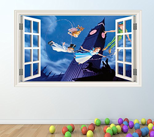 PETER PAN FULL COLOUR WALL STICKER - GIRLS BOYS DISNEY BEDROOM C209 Size: Large
