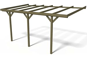 HABITAT ET JARDIN Carport Bois adossé Voiture Solar 2" - 300 x 454 x 245 cm