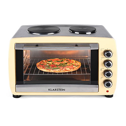 Klarstein Omnichef 45H 3 in 1 Backofen Miniofen mit 2 Kochplatten (Back- Koch- und Grillofen, 2000W, 45 Liter, Edelstahl) creme - 3