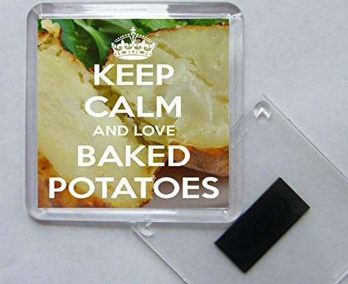 Keep Calm and Love Baked Potatoes - Square Acrylic Fridge Magnet