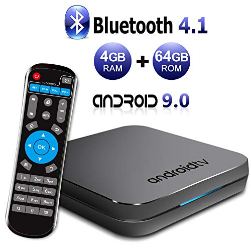 KM9 Android 9.0 TV Box, Amlogic S905X2 CPU Arm Cortex-A53 Mail-G31 MP2 GPU 4GB DDR4 64GB ROM Compatible con Bluetooth 4.1 100M LAN 2.4GHz y 5GHz Dual Babd WiFi H.265 4K 3D HDMI