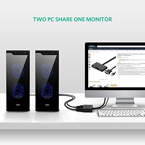 UGREEN VGA Switch Box VGA Schalter 2 IN 1 OUT Monitor Umschalter Full HD 1080P für PC, TV usw Schwarz - 2