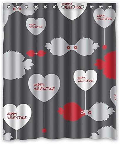 Modern Design Waterproof Love Shower Curtains, Width X Height / 60 X 72 Inches / W H 150 By 180 Cm, Polyester, Best For Wife