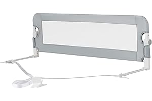 LIFEZEAL Barrière de Lit Pliable, Barriere de Securite Enfant Lit en Tissu Oxford et en PP, Barriere de Lit Enfant 121x42 CM, Protection Chute Enfant (Gris)