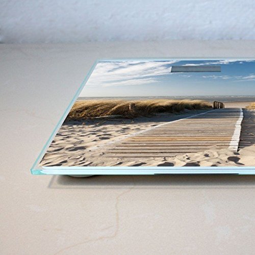 banjado – Personenwaage digitale Körperwaage 30cm x 30cm aus Glas mit Motiv Dünen - 3