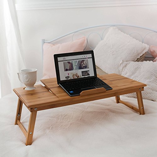 TecTake Laptoptisch Notebooktisch Betttisch faltbar höhenverstellbar aus Bambus mit Getränkehalter 72x35cm - 3