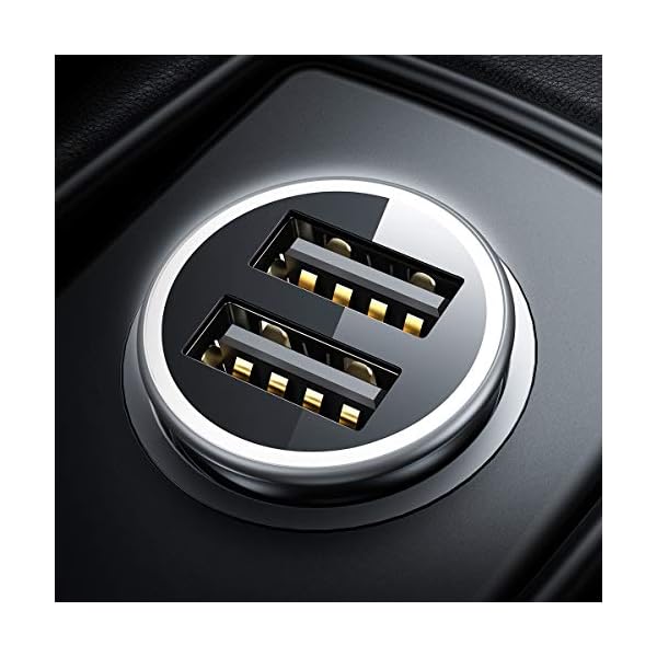 Kfz-Ladegerät, 4.8A / 24W [Ganzmetall] DIVI Kfz-Ladegerät-Adapter [Anzeige für den Autospannungsstatus] Dual-USB-Auto-Schnellladegerät Mini-kompatibles iPhone X/XS / 8/7/6 / 6S S8
