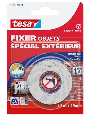 Tesa 55756-00000-00 Fixer Objets Spécial Extérieur 1,5 m x 19 mm