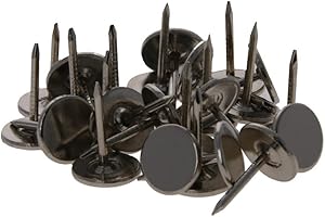 MroMax Upholstery Nails Tacks 11mmx15mm Flat Head Furniture Nails Sliver Tone for Furniture Sofa Headboards, 25Pcs