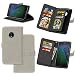 Produktbild Moto G5 Plus Hülle, Motorola Moto G5 Plus Hülle, Moto G5 Plus Case, Anlike Schutzhülle für Motorola Moto G5 Plus (5.2 Zoll) Ledertasche Flip Hülle Wallet Case Tasche Cover Handy Zubehör Lederhülle Handyhülle [Klassische Normallackserie] [Sand scheuern rutschfest] 9 Kartensteckplatz Handyhülle mit Kartenfach und Standfunktion - Weiß