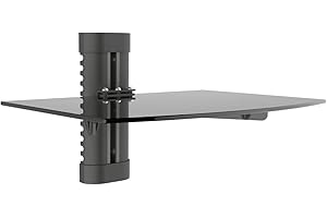 deleyCON Multimedia Wall Rack - Glass Rack for DVD, Blu-Ray, Hi-Fi Receiver, Video Game Console - Wall Bracket with Safety Glass Shelf