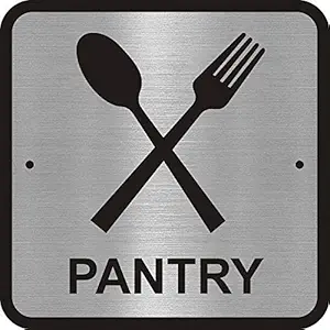 SIGNOOGLE Pantry Acrylic Plate Display Office Sign Board for Kitchen Hotel Restaurant Mall Bank Office Black Silver (15 cm x 15 cm)