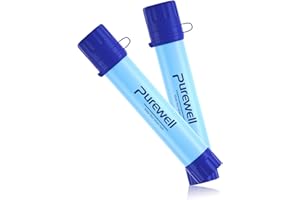 Purewell Filtro de agua personal 1500L Filtro de agua para exteriores Elimina el 99,99% de los contaminantes, trekking, viajes de aventura y preparación para emergencias
