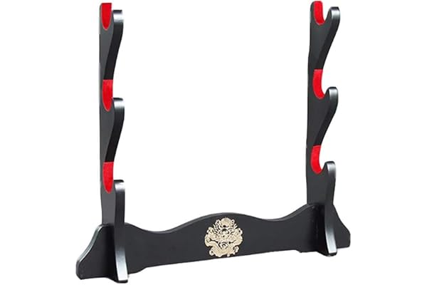 INSTUS Porte-Épée Velours Japonais Rembourré Katana Stand Samurai Présentoir Support de Support D'Épée WEII,À 3 Niveaux