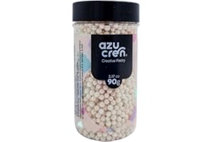 Azucren, Perlas Comestibles, Sprinkles Comestibles, Perfecto para Decorar Tartas, Cupcakes, Galletas y Chocolates, Diametro 4 Milímetros, 90 Gramos (Blanco)