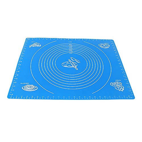 Silikon Matte, Silikon Ausrollmatte mit Maßeinheiten Backmatte ,Große Teigmatte für Ihre Pizza, Teig, Fondant, Pasteten (50 * 40 cm) – Blau - 5