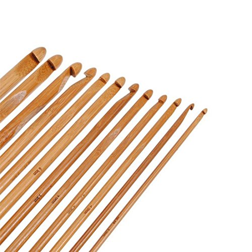 12Pcs 12 Größen Bambus Häkelhaken Stricknadeln Stricken Handwerk Set - 6