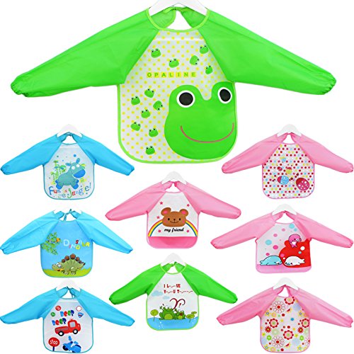 Diawell Baby Lätzchen Ärmellätzchen Malschürze Schnür mit Ärmel Wasserdicht - 2