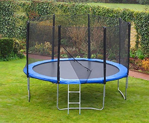 AirBounce 6ft/8ft/10ft/12ft/14ft/16ft/7 x 10ft/8x12ft Round and Rectangular Brand New Trampolines - with Free Safety Enclosure, Ladder, Weather Cover and Spring Tension Tool (Blue, 8ft)