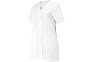 BP 1640-485-21-44n Damen-Kasack, 1/2 Hülse, V-Ausschnitt mit Druckknopfband, 215,00 g/m² Stoffmischung, weiß, 44n