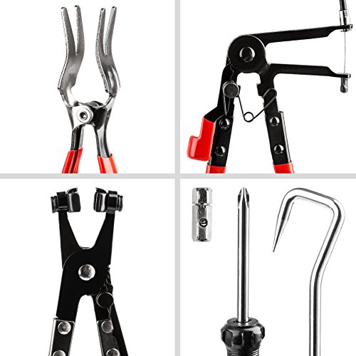 TecTake Schlauchklemmenzange Schlauchschellenzange Werkzeug Set inkl. Koffer - 6