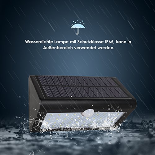 Albrillo LED Solarleuchte mit bewegungsmelder IP65 38 superhelle LEDs in 3 Modi - 6