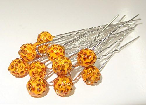 Mont Cherry High Quality Elegant ''Golden Brown'' Shamballa Crystal Diamante Wedding Bridal Prom Hair Pins - 10 Pins by Trendz