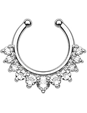 KULTPIERCING - Nasenpiercing Septum Clicker Fake Multi Kristalle