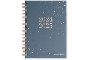 Matilda Myres 2024-2025 Academic Diary - A5 Week to View- Mid Year Diary - Rose Gold Wiro Binding - July '24 to July '25 - Grey