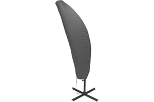 Greemotion Funda Protectora para Parasol, Funda de sombrilla de Poliéster con Cremallera y cordón, Cubierta Protectora Impermeable para Parasol de Ø 3,5 m, Gris