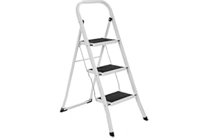 GRECOSHOP Sgabello/Scaletta pieghevole 3 gradini antiscivolo