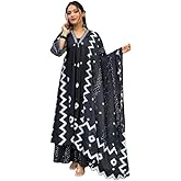 GoSriKi Women's Rayon Viscose Printed Anarkali Kurta with Palazzo & Dupatta
