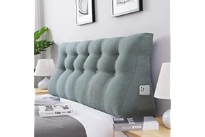 ‎BNCKTRD BNCKTRD Großen Keil Lesekissen Hoher Rückenlehne Lendenkissen Erleben Sie Ultimative Entspannung und Lesevergnügen mit Waschbar Leinen Bezug 160cm Grau