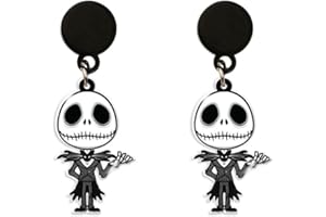 Ticome Mr. Jack's Strange Scary Christmas Eve Earrings,Vintage Acrylic Printed Hypoallergenic Dangle Earrings for Girls Halloween Jewerly,Nightmare Before Christmas Earring