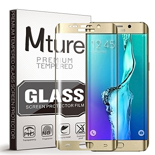 3D Full Coverage Screen Protector Galaxy S7 Edge Schutzfolie Mture Displayschutz Schutzglas für Galaxy S7 Edge 3D Touch kompatible Transparent Panzerglas Ultra Klar Film Stressfreie, Blasenfreie Installation, Anti-Fingerabdruck mit Härtegrad 9H Tempered Glass Hartglas LCD Displayschutzfolie für Samsung Galaxy S7 Edge (HD Clear) – Gold-1 Pack - 2