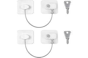 Arvoni 2 Pièces Serrure de Réfrigérateur avec Clé, Bloque Fenetre Enfant, Securite Fenetre Cadenas Frigo, Serrure Frigo Porte Protection Sans Percer pour Bloque Porte Placard Armoire Tiroir