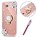 Produktbild Galaxy A5 2016 Silikon Schutzhülle,Galaxy A5 2016 Hülle Luxus,Hpory Fashion Luxus Glänzend Glitzer Bling Kristall Blumen Muster Goldener Kreisring Rotierendem Ring Fingerhalterung Ständer Halter Überzug Sparkle Pailletee Bling Strass Diamanten Crystal Clear Transparent TPU Silikon Perfekter Hülle für Mädchen Frauen Silicone TPU Protector Bumper Anti-Staub Anti-Kratzer Telefon Tasche Handytasche Schutzhülle für Samsung Galaxy A5 2016-(Roségold)