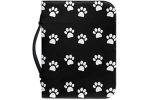 Kuiaobaty Cute Paws Print Notebook Cover Zipper Bible Carrying Cases, Book Case Bag with Inside Pen Pocket 12 x 9 x 2.41 Inches
