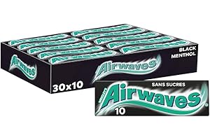 AIRWAVES - Chewing-gum Black Menthol sans sucres - Grand format contenant 30 paquets de 10 dragées - 420g