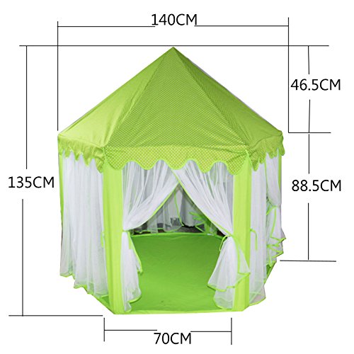 Amazing Tour Castle Tents Hexagon Kids Children Girls Boy Fairy Prince Princess Indoor Outdoor Playhouse 100 LED Lights Green