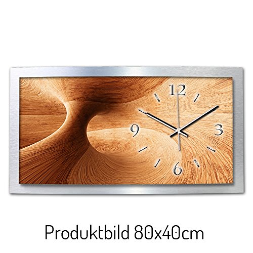 Kreative Feder Spinning Wood 3D XXL Designer leise Funk Wanduhr Funkuhr modernes Design *Kreative Feder* WAA034FL (50x30cm) - 3