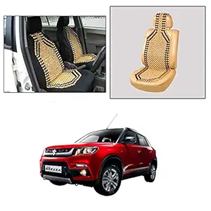 OSHOTTO Wooden Car Beads Car Wooden Acupressure Bead Seat Cover Compatible with Maruti Breeza - (Beige)