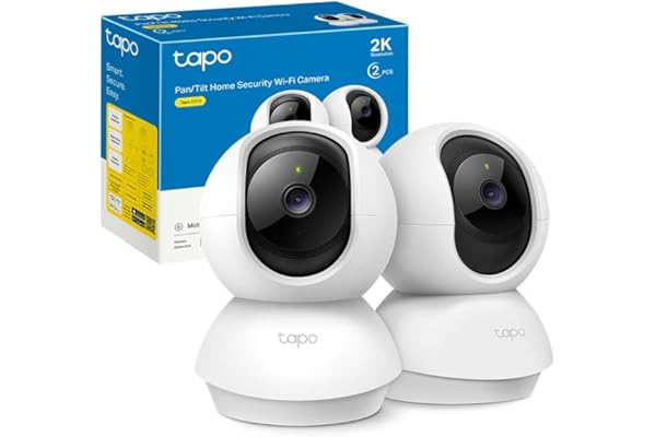 Tapo C210(2-Pack) - Cámara IP WiFi 360° Cámara de Vigilancia 2K (3MP),Visión Nocturna Admite Tarjeta SD hasta 512 GB, Detección de Movimiento, Control Remoto, Compatible con Alexa