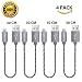 Produktbild Lightning auf USB iPhone Kabel, 4 Stück ulreon kurz 30,5 cm/0.3 M Schnell Ladekabel High Speed USB Sync Daten Kabel 2,4 A und langlebigem Nylon Geflochtene Schnur für iPhone 7 Plus/7/6 PLUS/6/6S, 5S/5 C/5/SE, iPad Mini, Air, Ipod Touch (grau)
