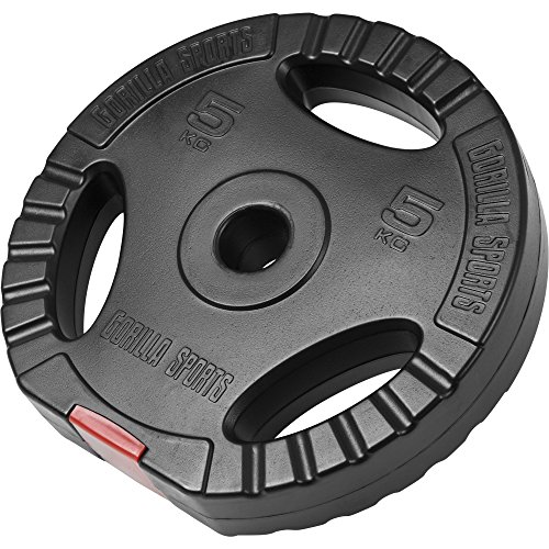 Gorilla Sports Hantelscheibe Kunststoff Gripper 1,25-15 KG - Hantelscheiben Gewichte mit praktischen Eingriffen